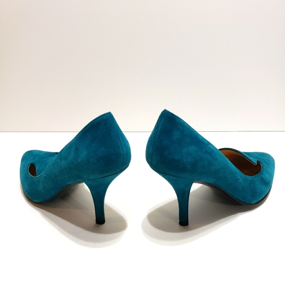 Charles Jourdan Green Suede Pumps Heel Shoes Sz 7 - Picture 7 of 14